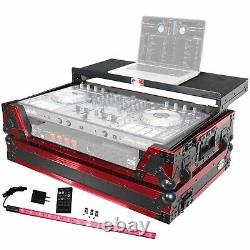 ProX Pioneer DDJ-SX2, SX3, RX Controller Case withLaptop Shelf & LED, Black & Red