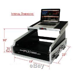 ProX T-2MRSS13ULT 2U Rack x 13U Top Mixer DJ Combo Flight Case with Laptop Shelf
