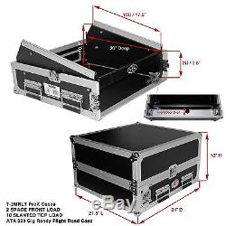ProX T2MRLT DJ Rack 2U Bottom x 10U Mixer Slanted Top Flight Case withLaptop Shelf