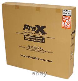 ProX XS-DJSTN BL Portable Foldout Mobile DJ Combo Table Desk Facade with Wheels