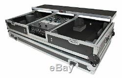 ProX XS-TMC1012WLTFBTL Flight Case+Shelf+Wheels for (2) Turntables+10/12 Mixer