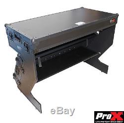 Prox Z-Style Folding DJ Table ATA Flight Road Case with Wheels Black
