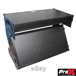 Prox Z-Style Folding DJ Table ATA Flight Road Case with Wheels Black