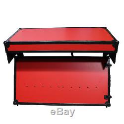 Prox Z-Style Folding DJ Table ATA Flight Road Case with Wheels Red