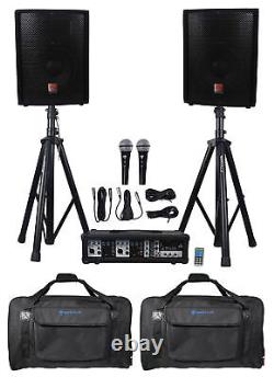 Rockville RPG2X10 Bluetooth PA System withMixer+10 Speakers+Stands+Mics+Bags