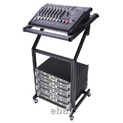 Rolling Rack Mount Mixer Case Stand Studio Equipment Cart Stage Party Club DJ