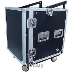 Seismic Audio 12 Space Rack Case with Slant Mixer Top and Casters DJ Road Case