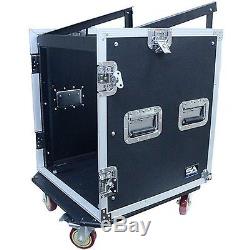 Seismic Audio 12 Space Rack Case with Slant Mixer Top and Casters DJ Road Case