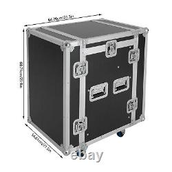 Sound Box 10U PA DJ Rack Road Case with 11U Slant Mixer Top Casters