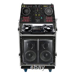 Sound Box 10U PA DJ Rack Road Case with 11U Slant Mixer Top Casters