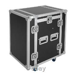 Sound Box 10U PA DJ Rack Road Case with 11U Slant Mixer Top Casters