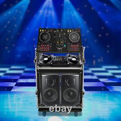 Sound Box 10U PA DJ Rack Road Case with 11U Slant Mixer Top Casters