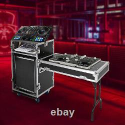 Sound Box 14U PA Rack/Road Case with 11U Slant Mixer Top 2 DJ Tables with Casters