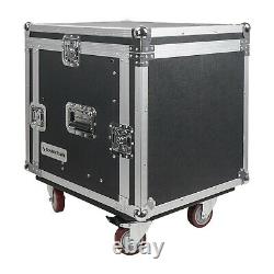 Sound Town 10U Rack Case with 2U Drawer, 11U Slant Mixer Top, DJ Table MR-DR10U