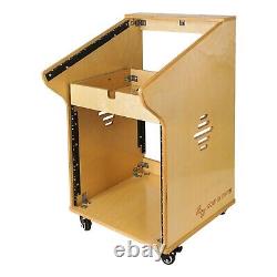 Sound Town 10U Wood Studio Rack with 11U Top, 2U Drawer, Golden Oak (SDRK-M11X10)