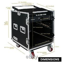 Sound Town 12U DJ RackCase with12USlant Mixer Top Casters Locking Drawer STMR-12D2