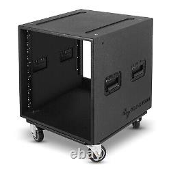 Sound Town 12U PA/DJ Rack/Road Case with Polyurea Coating, Rain Cover (STRCP-12UW)