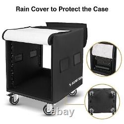 Sound Town 12U PA/DJ Rack/Road Case with Polyurea Coating, Rain Cover (STRCP-12UW)