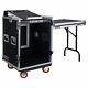 Sound Town 14-Space Rack/Road Case with Slant Mixer Top, Standing Table STMR-14UWT