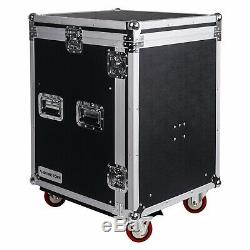 Sound Town 14-Space Rack/Road Case with Slant Mixer Top, Standing Table STMR-14UWT