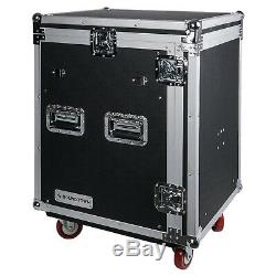 Sound Town 14-Space Rack/Road Case with Slant Mixer Top Standing Table STMR-14UWT2