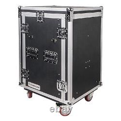 Sound Town 16U Rack Case with 11U Top Space, Two DJ Work Tables (STMR-16UWT2)