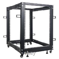 Sound Town 4-Post 15U Open Frame Server Rack with Adjustable Depth ST4POF-A15U