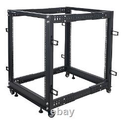 Sound Town 4-Post 15U Open Frame Server Rack with Adjustable Depth ST4POF-A15U