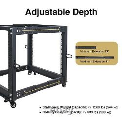 Sound Town 4-Post 15U Open Frame Server Rack with Adjustable Depth ST4POF-A15U