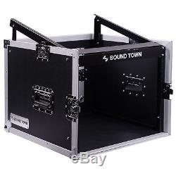 Sound Town 8-Space PA/DJ Pro Audio Rack/Road Case with Slant Mixer Top (STMR-8U)