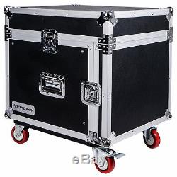 Sound Town 8-Space PA/DJ Rack/Road Case with Slant Mixer Top and Casters STMR-8UW