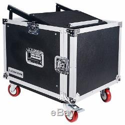 Sound Town 8-Space PA/DJ Rack/Road Case with Slant Mixer Top and Casters STMR-8UW