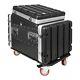 Sound Town 8U ABS Rack Case Slant Mixer, Casters, 21 Depth 10U Top STMR-A10X8UW