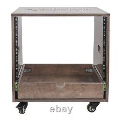 Sound Town 8U DIY Slanted Studio Rack Extra 2U Drawer Plywood Casters SDRK-8TBD2