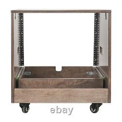 Sound Town 8U DIY Slanted Studio Rack Extra 2U Drawer Plywood Casters SDRK-8TBD2