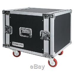 Sound Town Shock Mount 8U ATA Case with 17 Rackable Depth and Casters STRC-SP8U