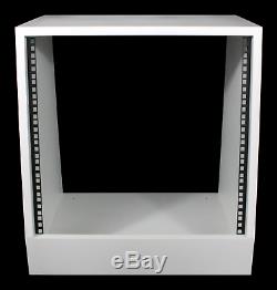 White 10u angled 19 inch wooden rack unit/case/cabinet for studio/DJ/recording